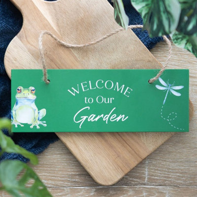 Welcome To Our Garden SignFrog & Dragonfly Decor For Patio