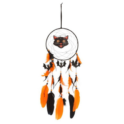 Black Cat Halloween Dreamcatcher With Bats & Orange Accents from B&Q