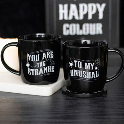  - Unique Gothic Couple Mug Set"you Are The Strange" & "to My Unusual" 350Ml