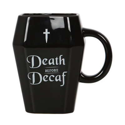 Death Before Decaf Coffin Mug 310Ml from B&Q