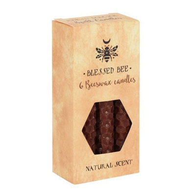  - Set Of 6 Brown Beeswax Spell Candles For Stability & Family