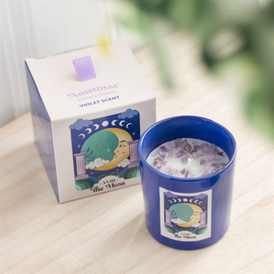 Moon Amethyst Crystal Chip CandleRelaxing Violet Fragrance25H Burn from B&Q