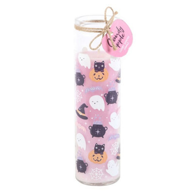 Pastel Halloween Candy Apple Tube CandleSpooky Scented Decor from B&Q