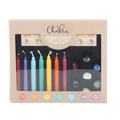  - Chakra Candle & Crystal Gift Set For Meditation & Healing
