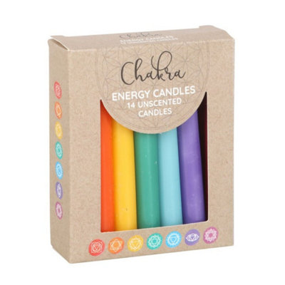 - Chakra Energy Candle Pack14 Unscented Candles For Meditation & Yoga