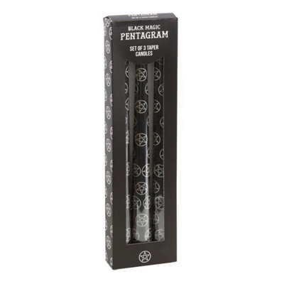 Set Of 3 Black Pentagram Taper Candles For Home & Decor from B&Q