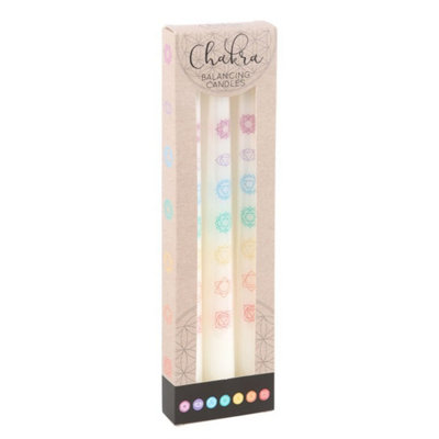 Set Of 3 Chakra Balancing Taper Candles For Home & Decor from B&Q
