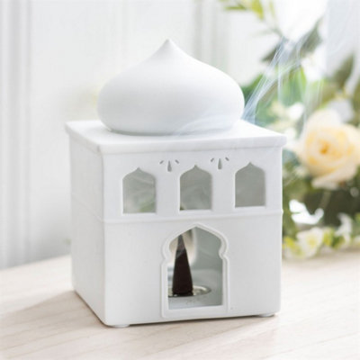 Off White Mosque Oil Burner & Incense Cone Holder For Prayer Room from B&Q