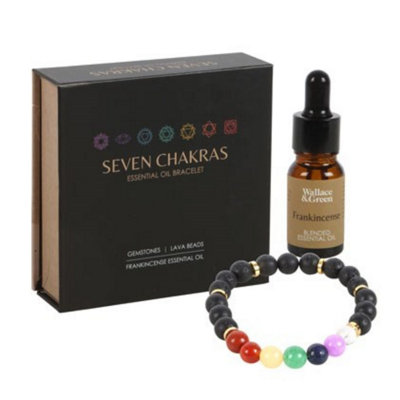 Seven Chakra Gemstone & Lava Bead Essential Oil Diffuser Bracelet from B&Q