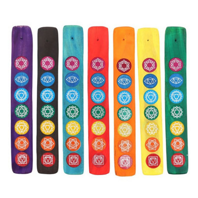 Set Of 7 Wooden Chakra Incense Holders For Meditation & Yoga from B&Q