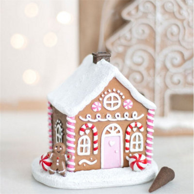  - Magical Pink Gingerbread House Incense Cone Burner For Christmas Decor