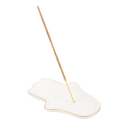 White Hamsa Hand Incense Stick HolderElegant Ceramic Ash Catcher from B&Q