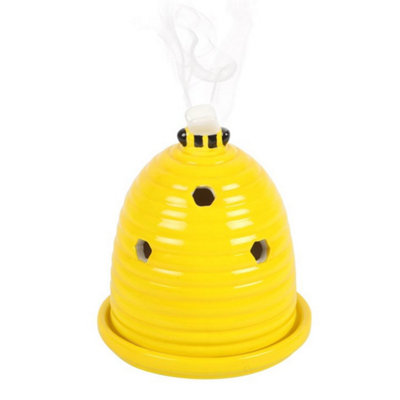  - Yellow Beehive Incense Cone HolderCeramic Bee Scent Diffuser