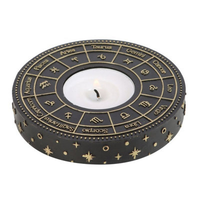 Astrology Wheel Tealight Candle HolderCelestial Gold Decor from B&Q