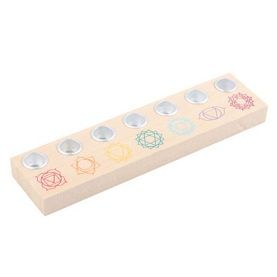 Seven Chakras Wooden Candle HolderBalance & Serenity Decor from B&Q