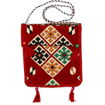 Red Kilim Festival BagHandcrafted Summer Messenger from B&Q