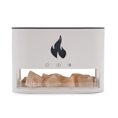  - White Blaze Himalayan Salt Aroma Diffuser With Flame Effect & Usb-C
