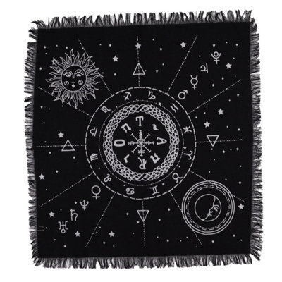 Esoteric Moon & Sun Fringed Altar Cloth For Spiritual Rituals from B&Q