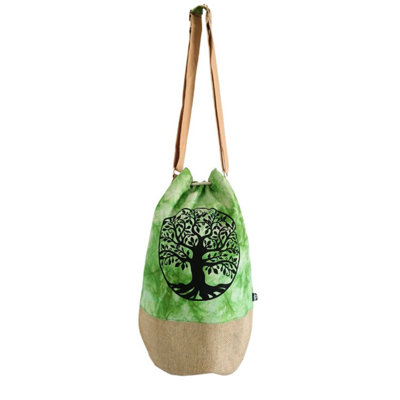  - All Natural Green Stonewash Backpack With Tree Of Life Design