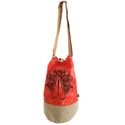  - All Natural Orange Stonewash Backpack With Namaste Hand Design