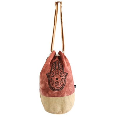  - All Natural Terracotta Stonewash Backpack With Hamsa Symbol