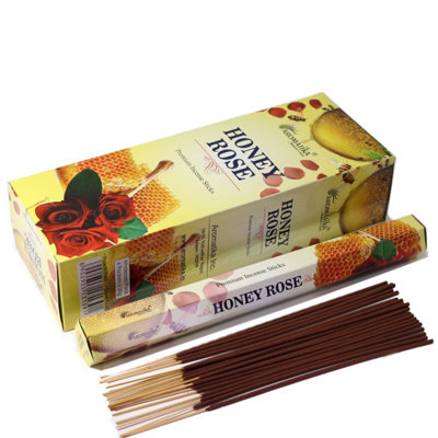 Aromatika Honey Rose Charcoal-Free Hex IncenseFloralCalming Scent from B&Q