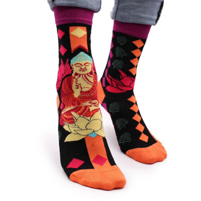 Hop Hare Bamboo Socks S/m Pink Buddha & LotusEco-Friendly Comfort from B&Q
