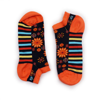  - Mandala Flowers Bamboo Socks Low CutBreathableOdour-FreeStylish