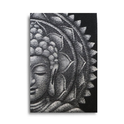 Grey Half Buddha Mandala Wall ArtHandcrafted Bali Decor from B&Q