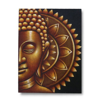 Gold Half Buddha Mandala Wall Art 60X80CmHandcrafted Bali Decor from B&Q