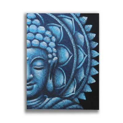 Blue Half Buddha Mandala Wall Art 60X80CmHandcrafted By Balinese Artisans from B&Q