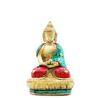 Brass Amitabha Buddha Figure9.5CmSpiritual & Calming Decor from B&Q