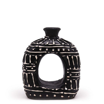 Chocolate Oval Donut Vase18Cm Terracotta Decor From Lombok from B&Q