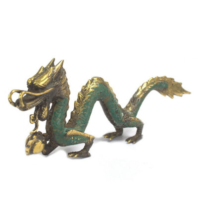 Fengshui Brass Dragon With Ball Ornament20CmElegant Home Decor from B&Q
