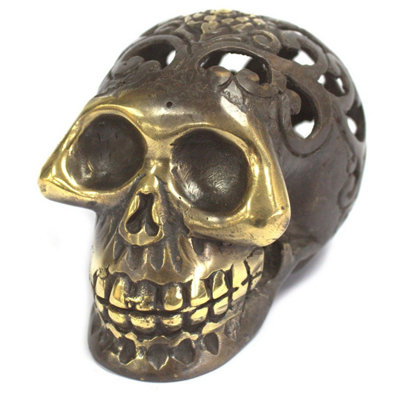 Vintage Brass Skull StatueLarge Fengshui Decor For Home & Spa from B&Q