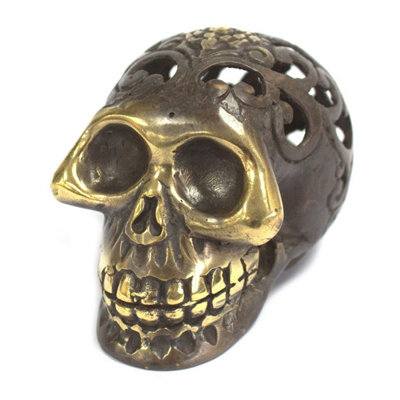 Vintage Brass Skull OrnamentFeng Shui Decor For Home & Spa from B&Q