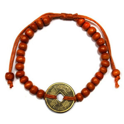 Good Luck Feng Shui Bracelets With Coins & Wood Beads For Prosperity from B&Q