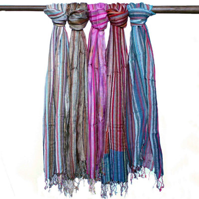  - Indian Boho Blue Scarves22X72CmCottonVersatile & Stylish
