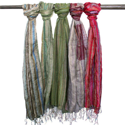 Indian Boho Green Scarf 22X72CmVersatile Cotton Shawl & Headwrap from B&Q