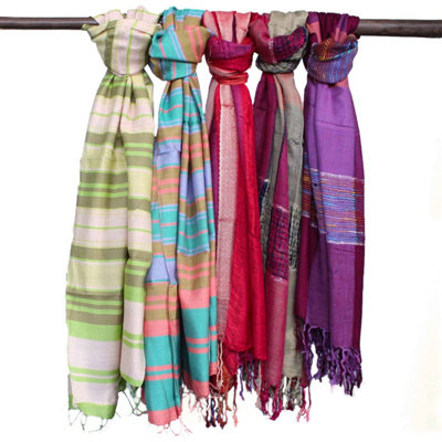  - Large Indian Boho Scarves28X72CmRandom PurpleCottonVersatile