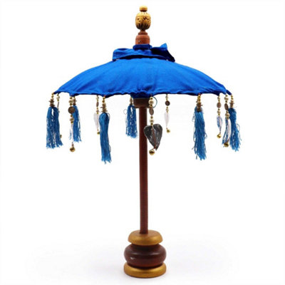 Bali Handcrafted Blue Cotton Parasol 40Cm Home Decor Accent from B&Q