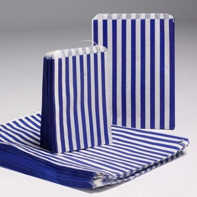 7X9" Blue Candy Stripe Kraft BagsRetro Sweets & Gift Favors from B&Q