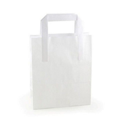 Sos White Recycled Paper Carrier Bags 7X10X9InEco-Friendly & Durable