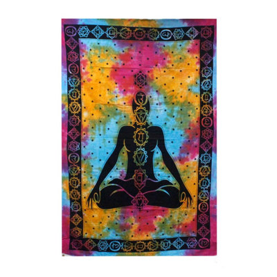 Chakra Buddha Cotton Bedspread & Wall HangingHandmade Indian Decor from B&Q