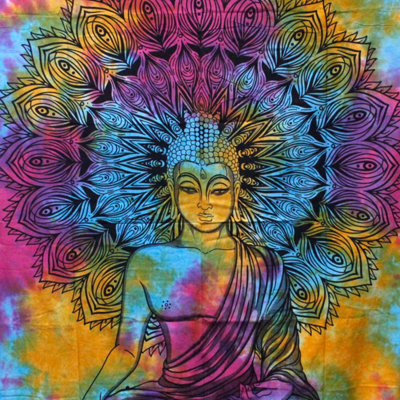 Peaceful Buddha Cotton Bedspread & Wall HangingHandmade India Decor from B&Q