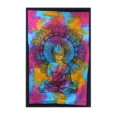 Peaceful Buddha Cotton Bedspread & Wall HangingHandmade India Decor from B&Q