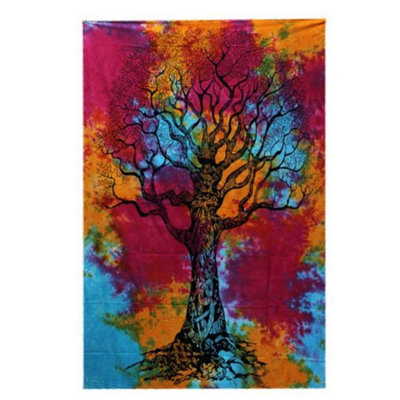 Handmade Cotton Bedspread & Wall HangingWinter Tree DecorIndia from B&Q