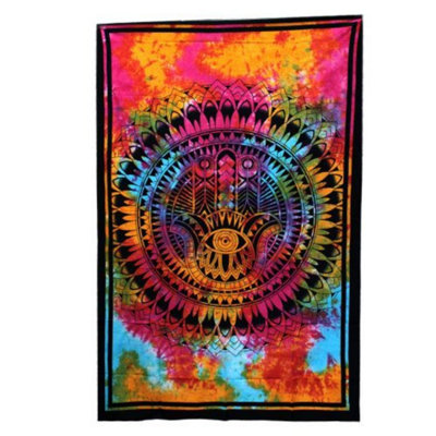 Hamsa Cotton Bedspread & Wall HangingHandmade Indian Decor from B&Q