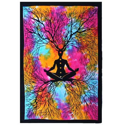 Handmade Cotton Bedspread & Wall HangingYoga Tree Art For Bedroom & Decor from B&Q