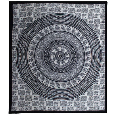 Double Cotton Elephant Mandala Bedspread & Wall Hanging from B&Q